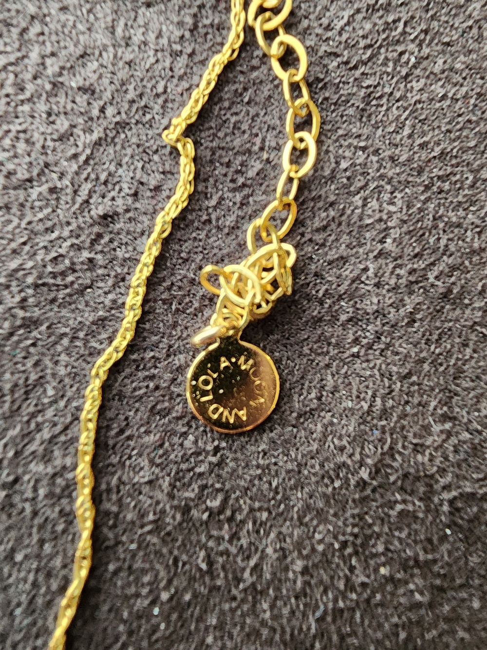 Moon and Lola Gold Interlocking Script Monogram Necklace - Initials RML - Picture 3 of 4